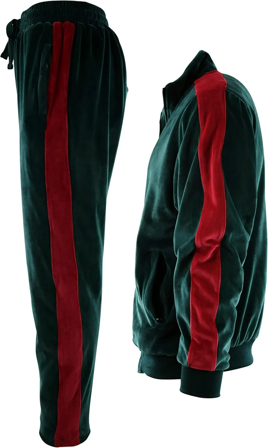 Mens Velour Set with Zippered Pockets and Velour Lining
