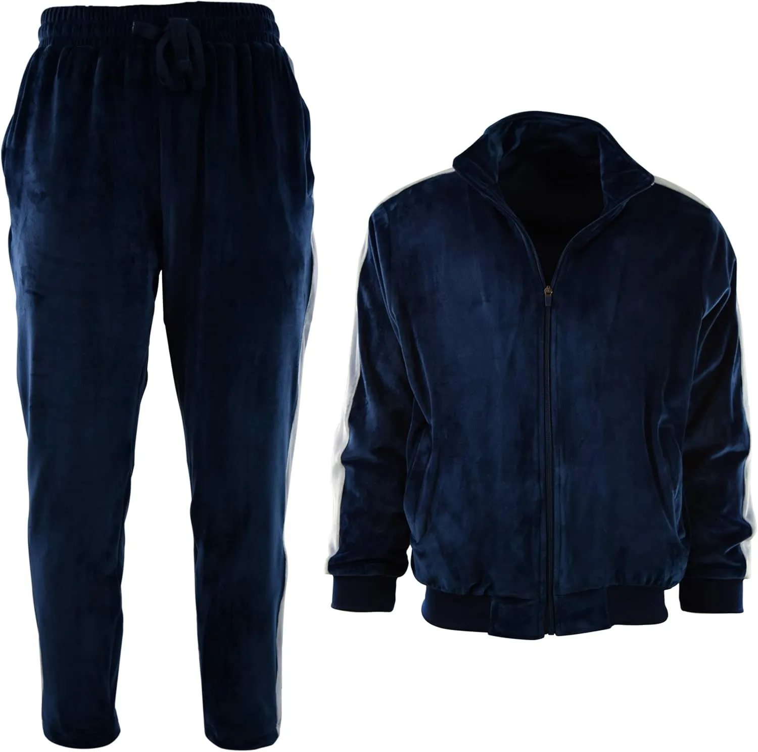 Mens Velour Set with Zippered Pockets and Velour Lining