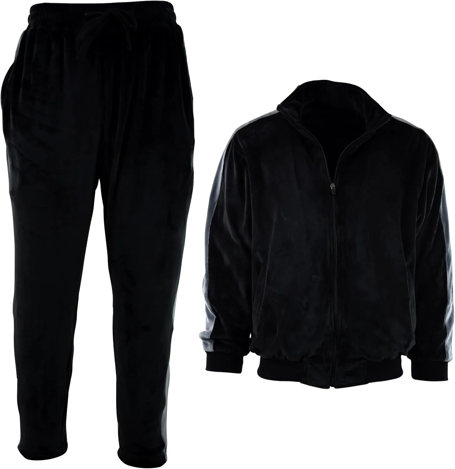Mens Velour Set with Zippered Pockets and Velour Lining