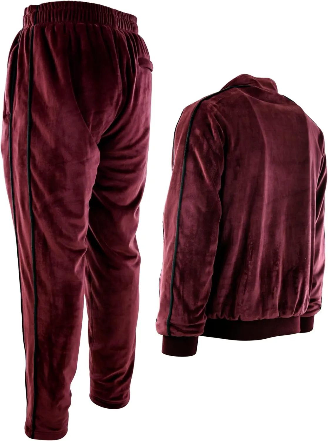Mens Velour Set with Zippered Pockets and Velour Lining