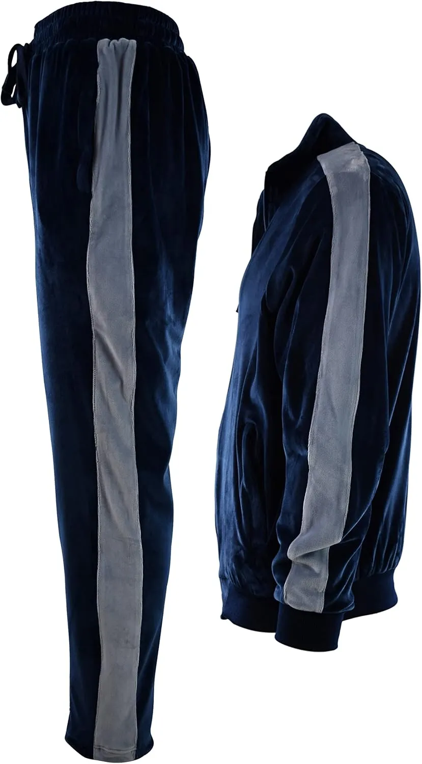 Mens Velour Set with Zippered Pockets and Velour Lining