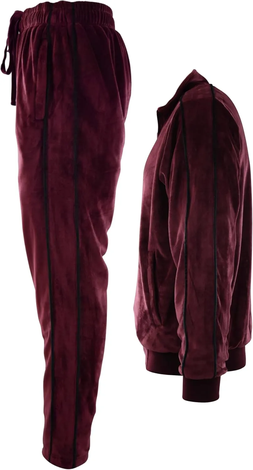 Mens Velour Set with Zippered Pockets and Velour Lining