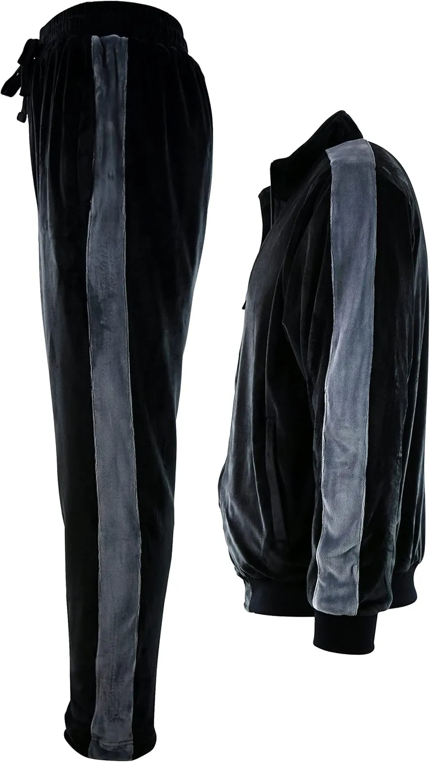 Mens Velour Set with Zippered Pockets and Velour Lining