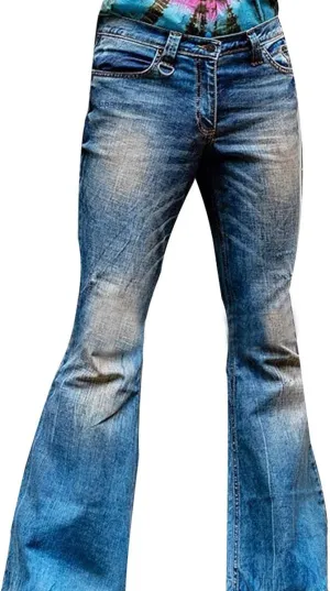Men's Vintage Bell Jeans Classic Disco Retro Bell Flared 70s Denim Jeans