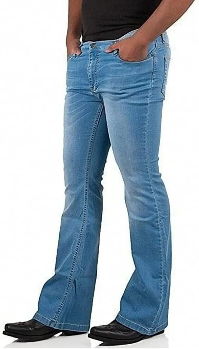 Men's Vintage Bell Jeans Classic Disco Retro Bell Flared 70s Denim Jeans