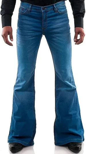 Men's Vintage Bell Jeans Classic Disco Retro Bell Flared 70s Denim Jeans