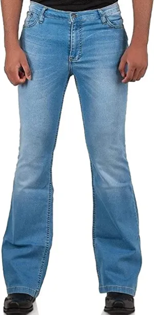 Men's Vintage Bell Jeans Classic Disco Retro Bell Flared 70s Denim Jeans