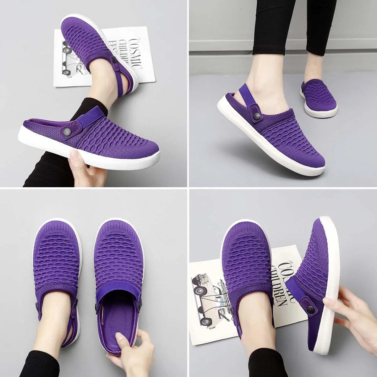 Men's Women's Summer Flat Sole Light Weight Breathable Mesh Quick Dry Beach Slippers Anti-Slip Garden Sandals Clogs Shoes Indoor Outdoor