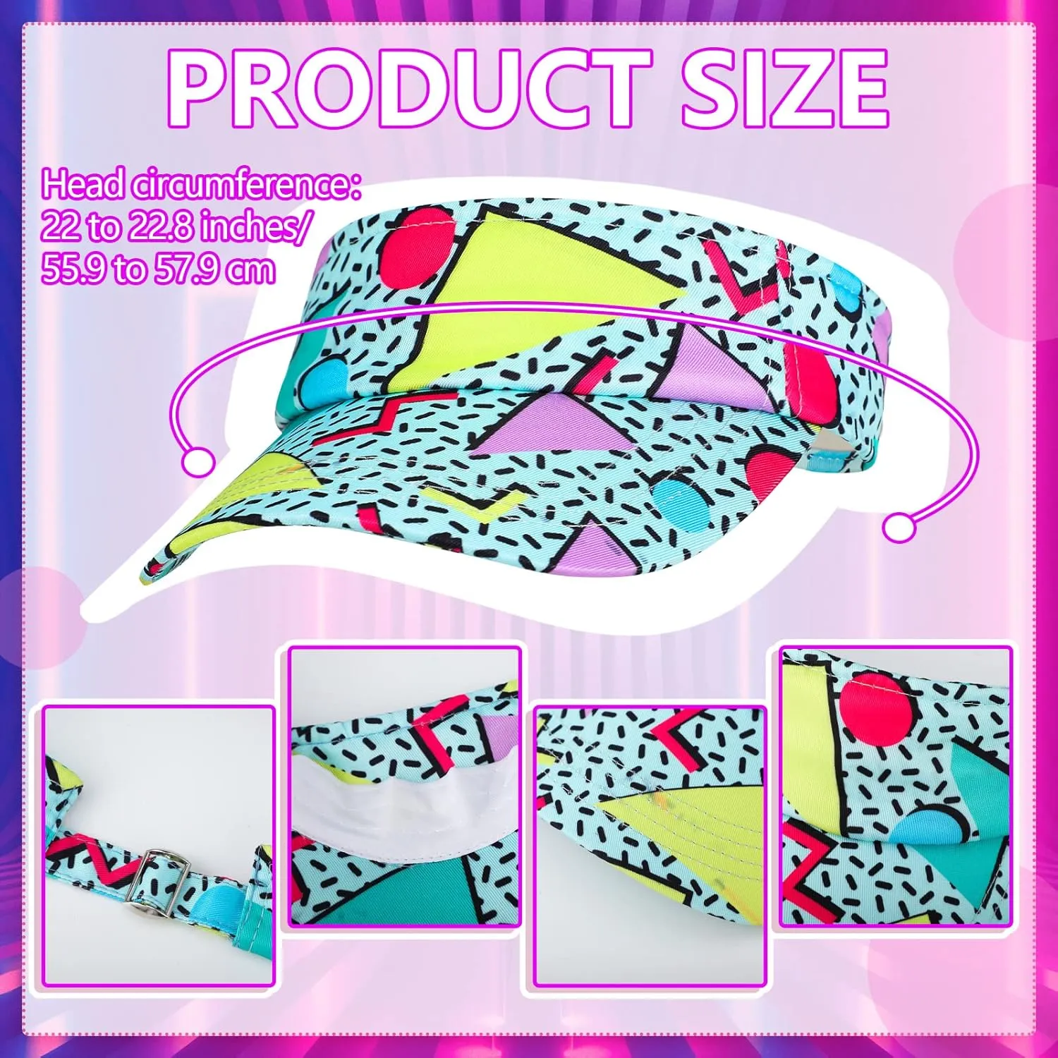Mepase 2 Pcs 80s 90s Fanny Pack 80s Outfit Sun Visor Hat Waist Bag 90s Accessories for Men Women Summer Party Golf Tournament