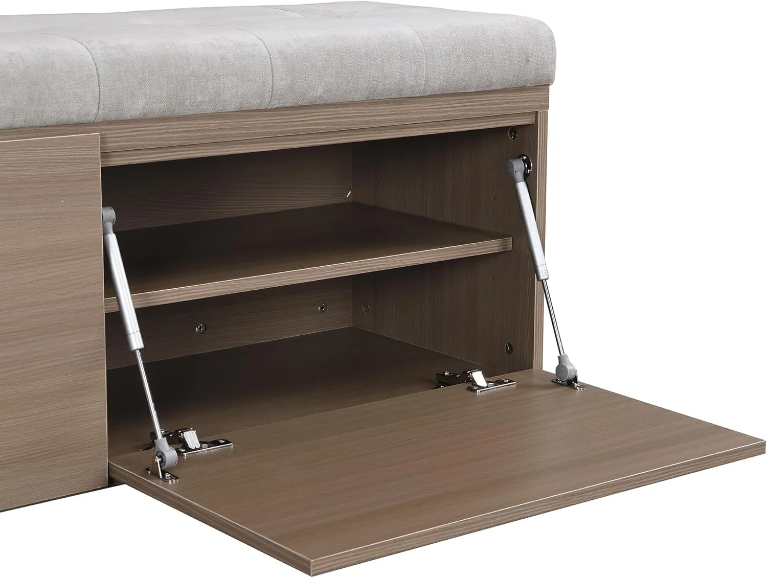 Merax 49" Shoe Storage Bench, Entryway Shoe Cabinet Storage Ottoman with Padded Seat Cushion and Double Doors for Entryway, Hallway and Bedroom, Light Gray