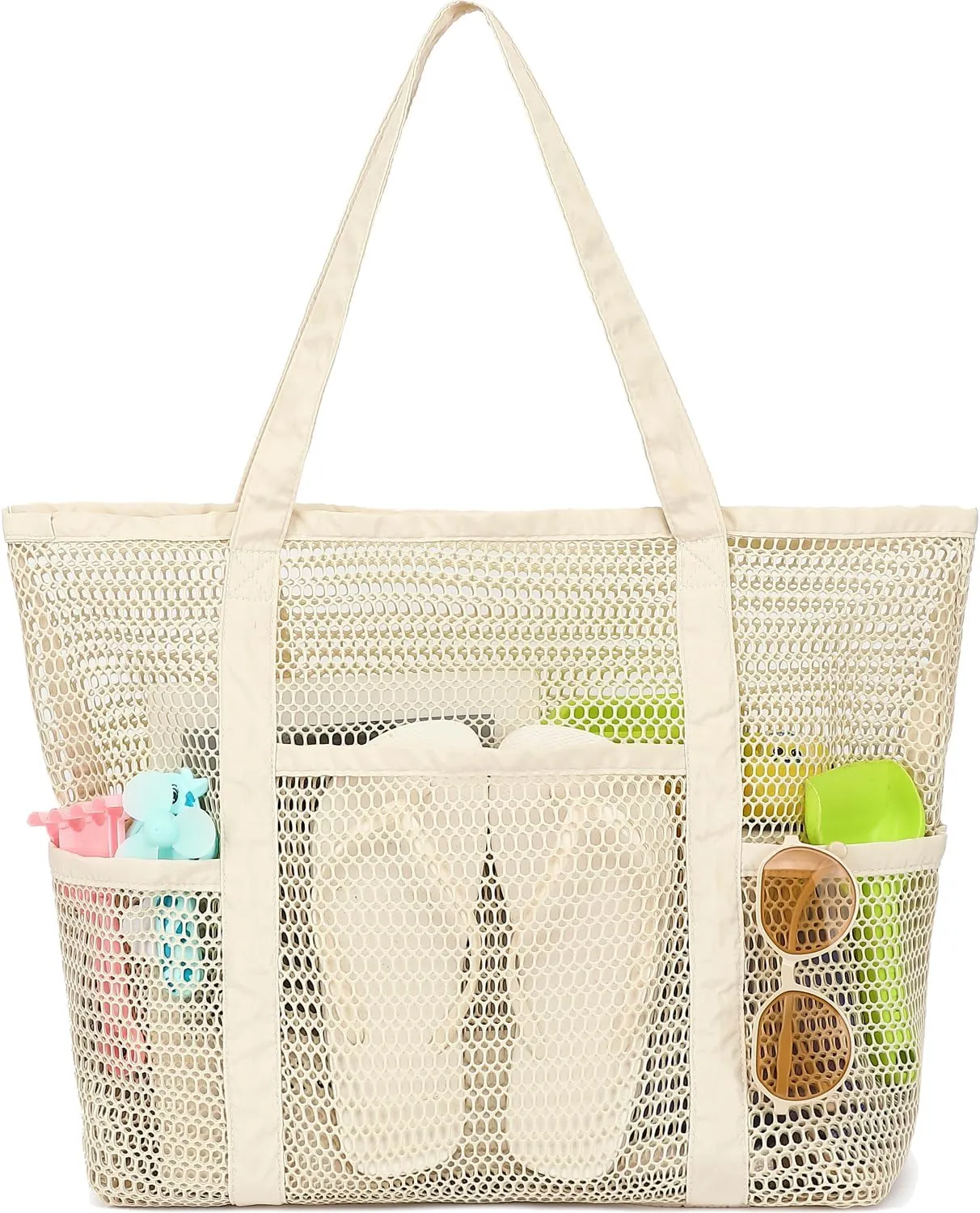 Mesh Beach Bag, Casual Womens Shoulder Handbag, Large Sandproof Beach Tote Bag for Pool/Travel/Vacation Essentials