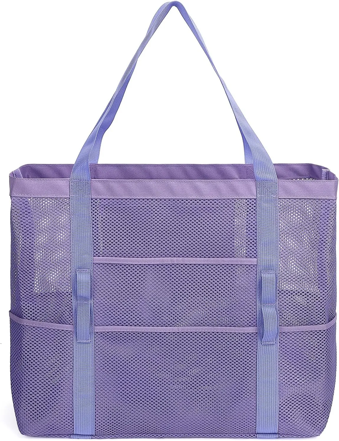 Mesh Beach Bag - Large Beach Tote Bag with Multiple Pockets for Family Beach Bag for Toys & Vacation Essentials