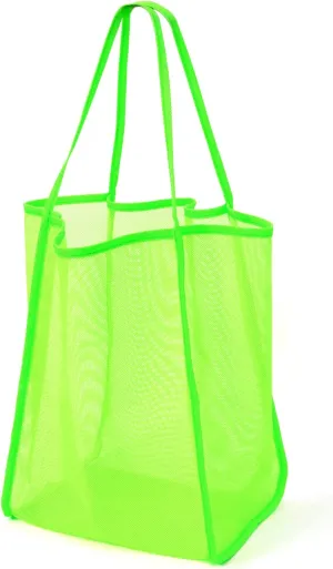 Mesh Beach Tote Bag for Sand Toys Kids Women Foldable Lightweight Durable Outdoor Shopping Travel Swim