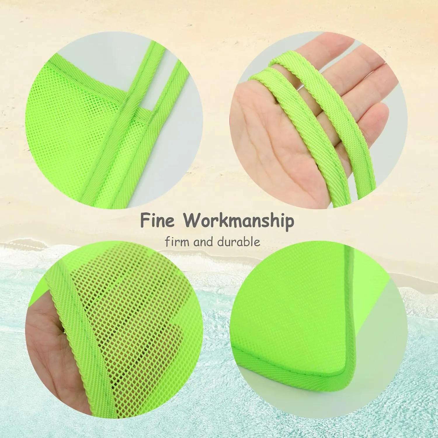 Mesh Beach Tote Bag for Sand Toys Kids Women Foldable Lightweight Durable Outdoor Shopping Travel Swim