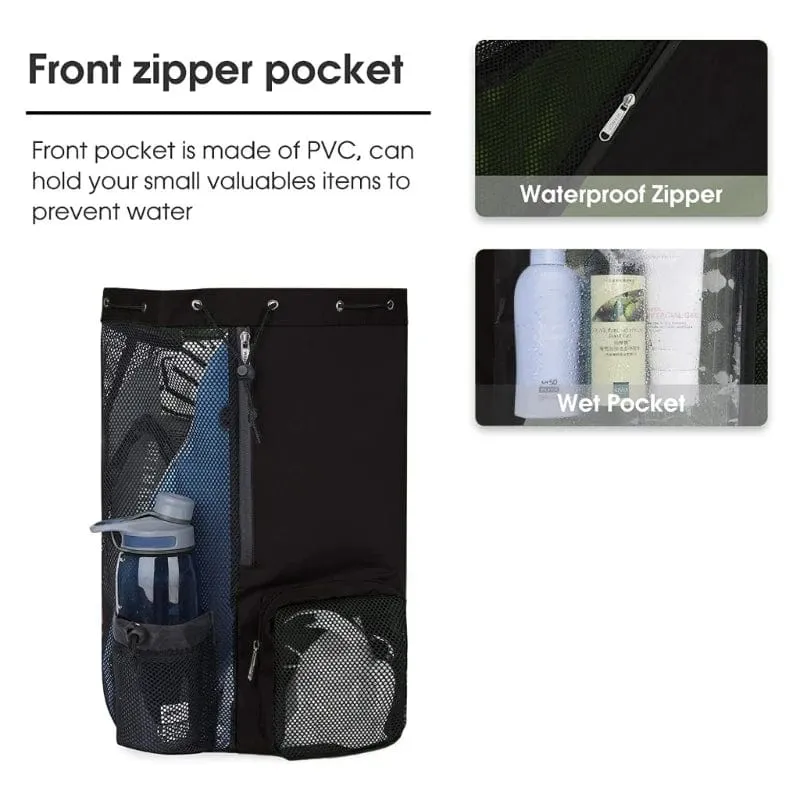 Mesh Drawstring Backpack Beachbag Snorkel bag