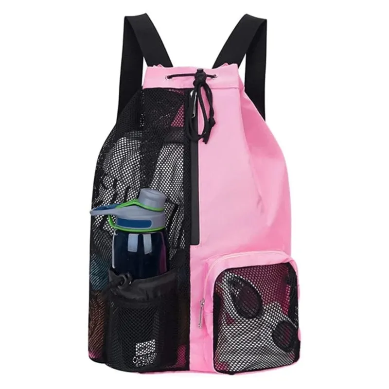 Mesh Drawstring Backpack Beachbag Snorkel bag