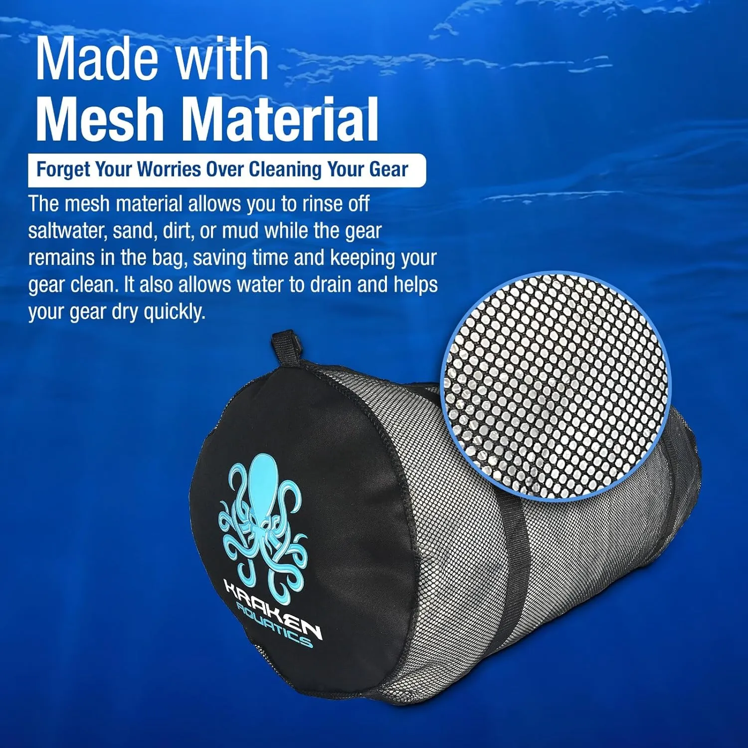 Mesh Duffle Bag with Shoulder Strap | Large Dive Bag for Scuba Diving Gear, Snorkeling, Freediving, Spearfishing, Swimming & Beach | Heavy-Duty Mesh Duffel Bag for Quick Drying