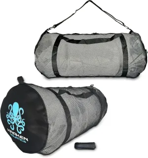 Mesh Duffle Bag with Shoulder Strap | Large Dive Bag for Scuba Diving Gear, Snorkeling, Freediving, Spearfishing, Swimming & Beach | Heavy-Duty Mesh Duffel Bag for Quick Drying
