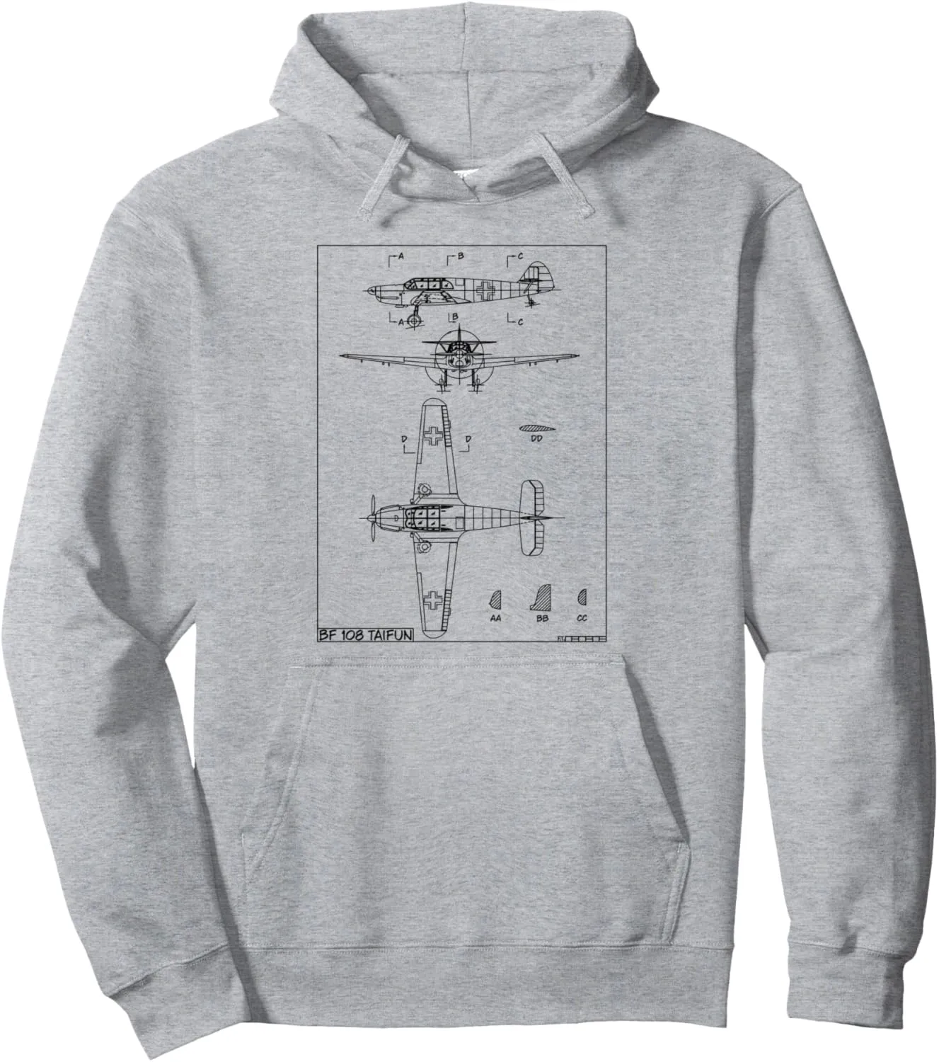 Messerschmitt Bf 108 Taifun WW2 German Plane Blueprint Pullover Hoodie