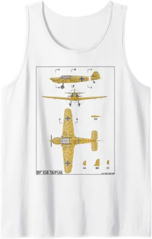 Messerschmitt Bf 108 Taifun WW2 German Plane Diagram Tank Top