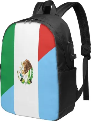 Mexico Guatemala Guatemalan Flag Laptop Backpacks Travel Backpack Casual Business Daypack Sport Rucksack Computer Bag Fits up to 17 Inch Notebook with USB Port