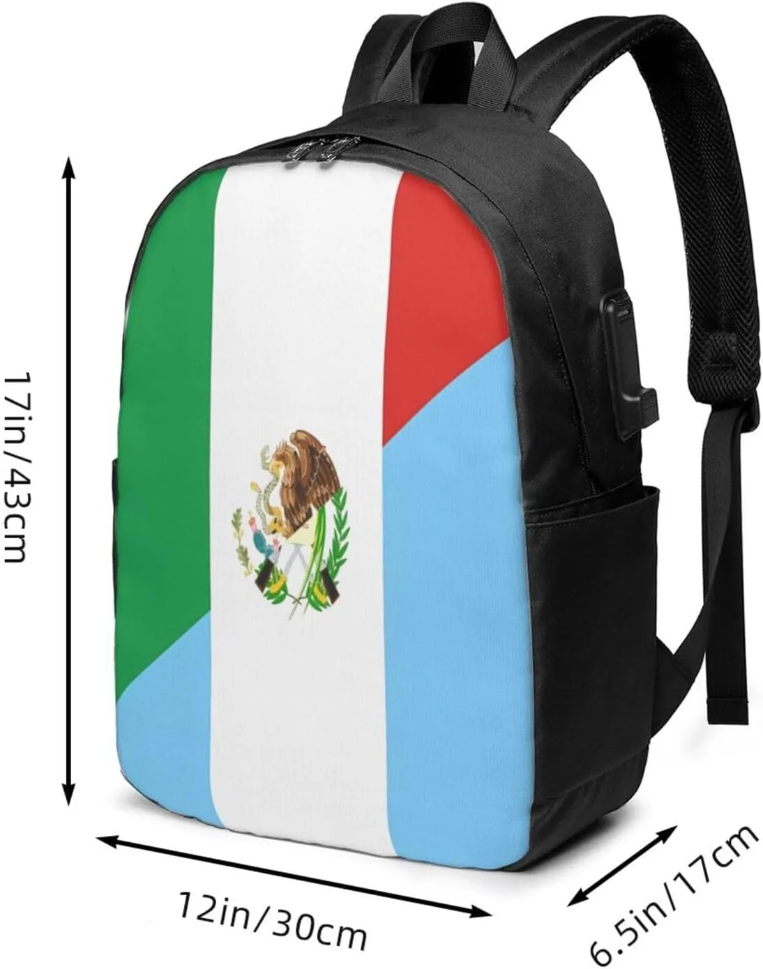 Mexico Guatemala Guatemalan Flag Laptop Backpacks Travel Backpack Casual Business Daypack Sport Rucksack Computer Bag Fits up to 17 Inch Notebook with USB Port