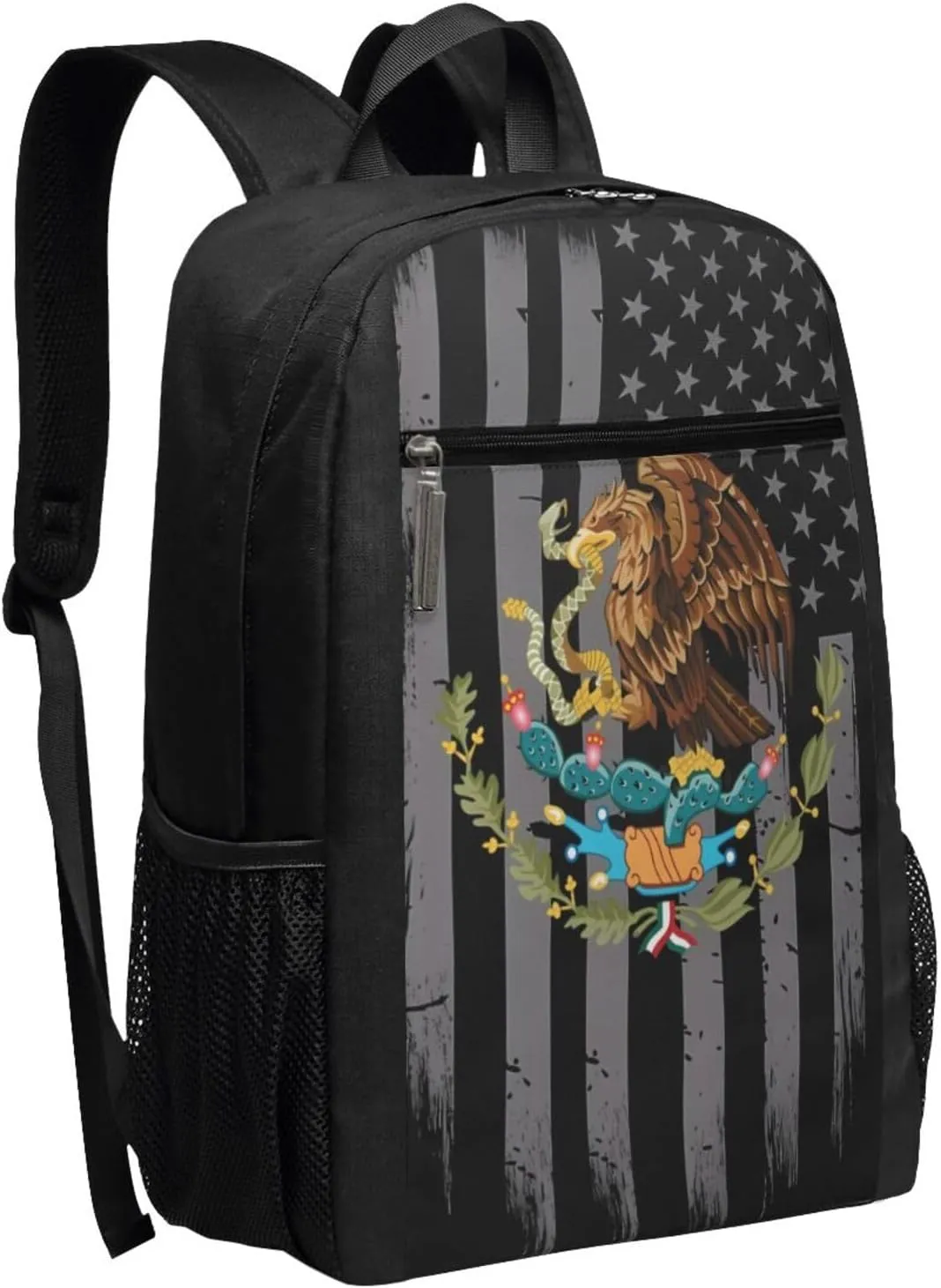 Mexico Mexican Eagle Flag Casual Backpacks Sports Backpack Large Capacity Travel Rucksack Laptop Daypack with Multi-Pockets Adjustable Strap Work Bag for Hiking