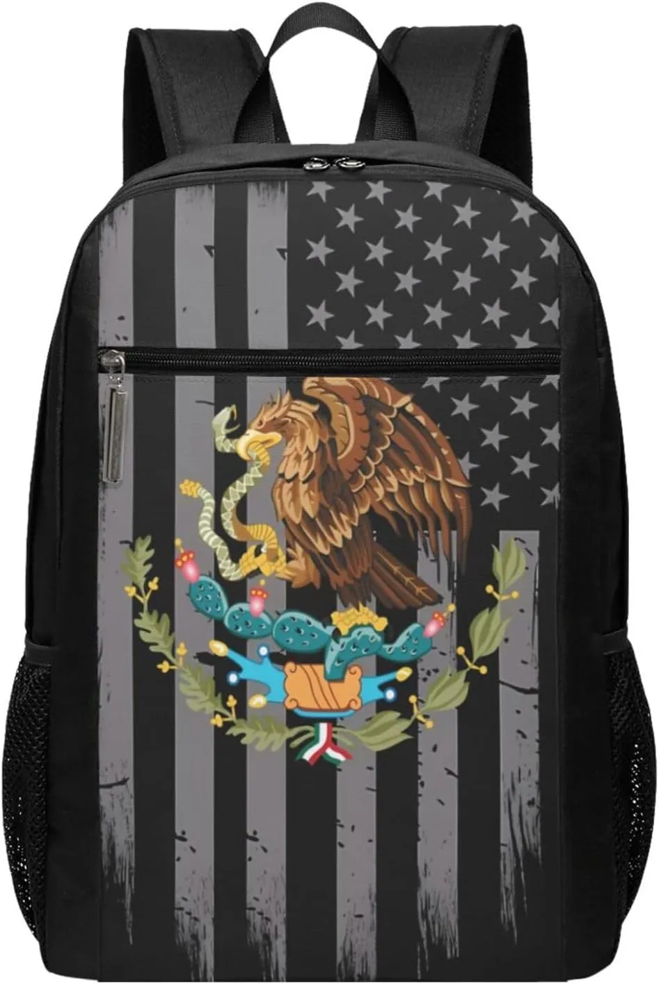 Mexico Mexican Eagle Flag Casual Backpacks Sports Backpack Large Capacity Travel Rucksack Laptop Daypack with Multi-Pockets Adjustable Strap Work Bag for Hiking