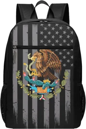 Mexico Mexican Eagle Flag Casual Backpacks Sports Backpack Large Capacity Travel Rucksack Laptop Daypack with Multi-Pockets Adjustable Strap Work Bag for Hiking