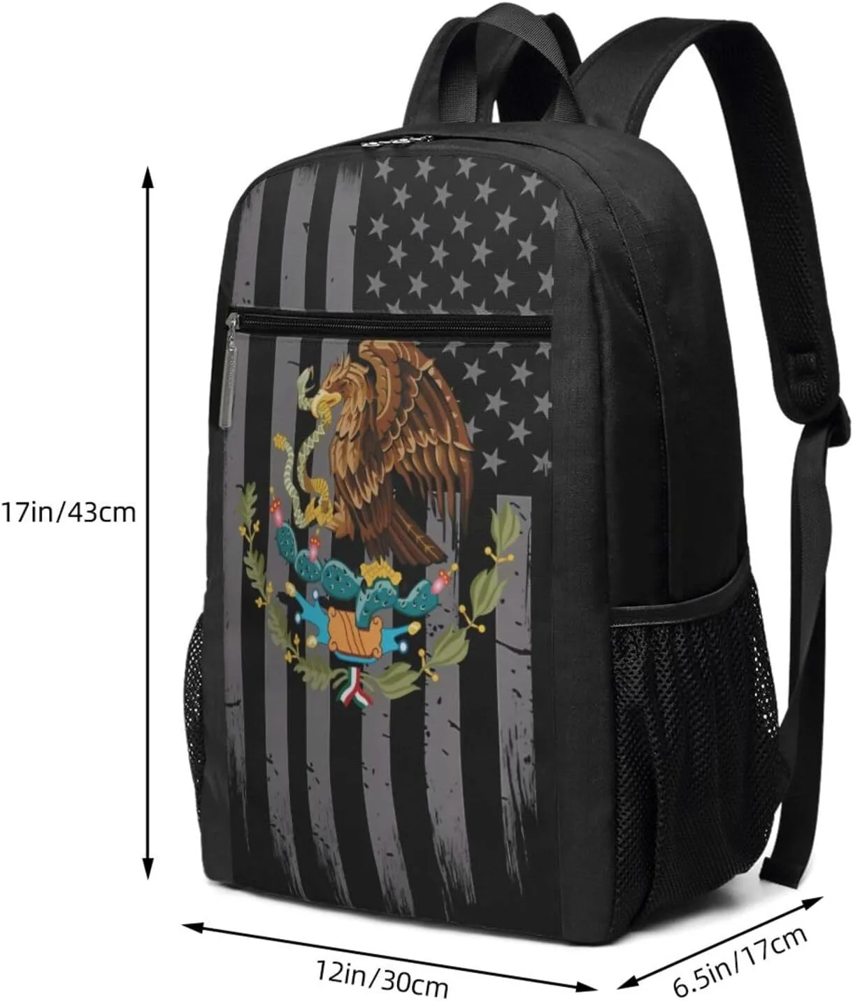 Mexico Mexican Eagle Flag Casual Backpacks Sports Backpack Large Capacity Travel Rucksack Laptop Daypack with Multi-Pockets Adjustable Strap Work Bag for Hiking