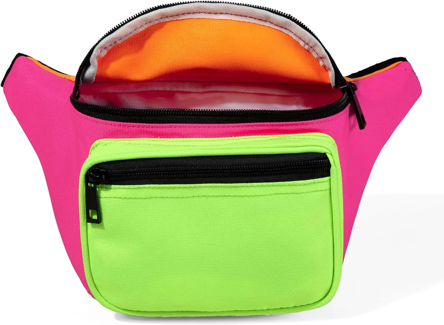 MIAIULIA 80s Neon Waist Fanny Pack for 80s Costumes,Festival Travel Party(Green Rose Orange)