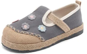 Micoklinlin Loafers for Women Espadrille Slip on Flat House Shoes Floral Embroidered Shoes Cotton Linen Sneakers Hiking Shoes
