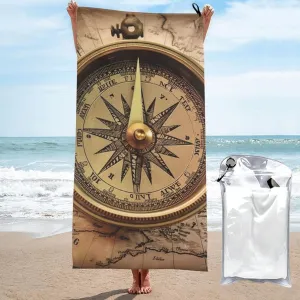 Microfiber Lightweight Beach Towel Sand Free Quick Dry Absorbent Camping Towels Law of the Compass Navigation Compact Gym Towel Ultra Soft Bath Towels Travel Sports Towel for Adult Gift 27.5"x55"