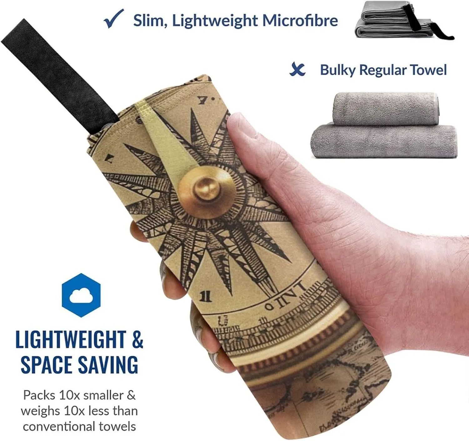 Microfiber Lightweight Beach Towel Sand Free Quick Dry Absorbent Camping Towels Law of the Compass Navigation Compact Gym Towel Ultra Soft Bath Towels Travel Sports Towel for Adult Gift 27.5"x55"