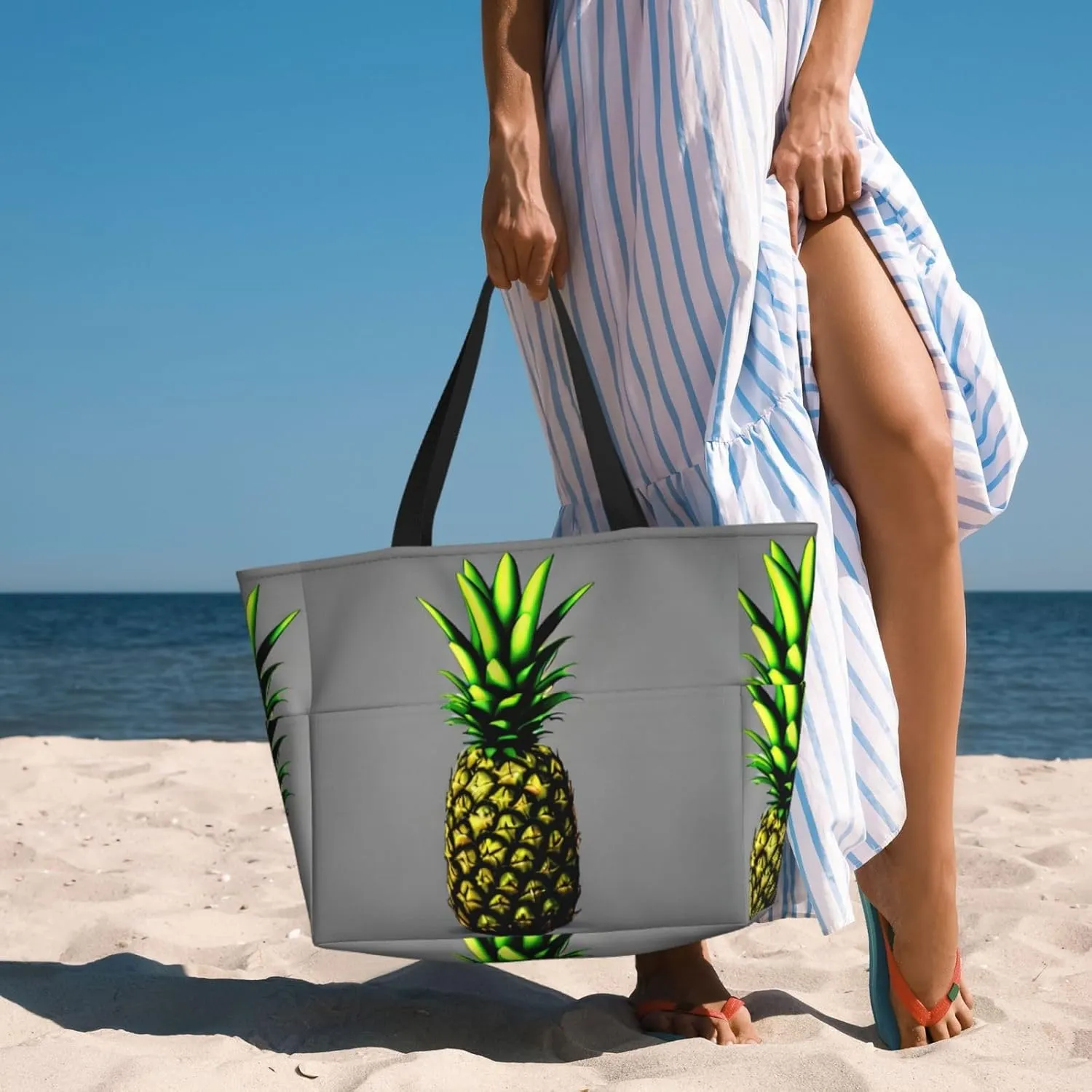 Mid Century Modern Spacious Large Capacity Beach Travel Bag - Foldable Beach Bag Tote Bag With Zipper