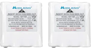 Midland – AVP8 Rechargeable Battery Packs for Midland – Nickel Metal Hydride Battery Packs for LXT Series GMRS Radios – Pair