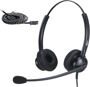 MKJ Office Phone Headset with Microphone Noise Cancelling, Telephone Headset with RJ9 Jack, Wired Headphone for Call Center Polycom VVX411 Gigaset Avaya 9508 Aastra 6753i AudioCodes Fanvil