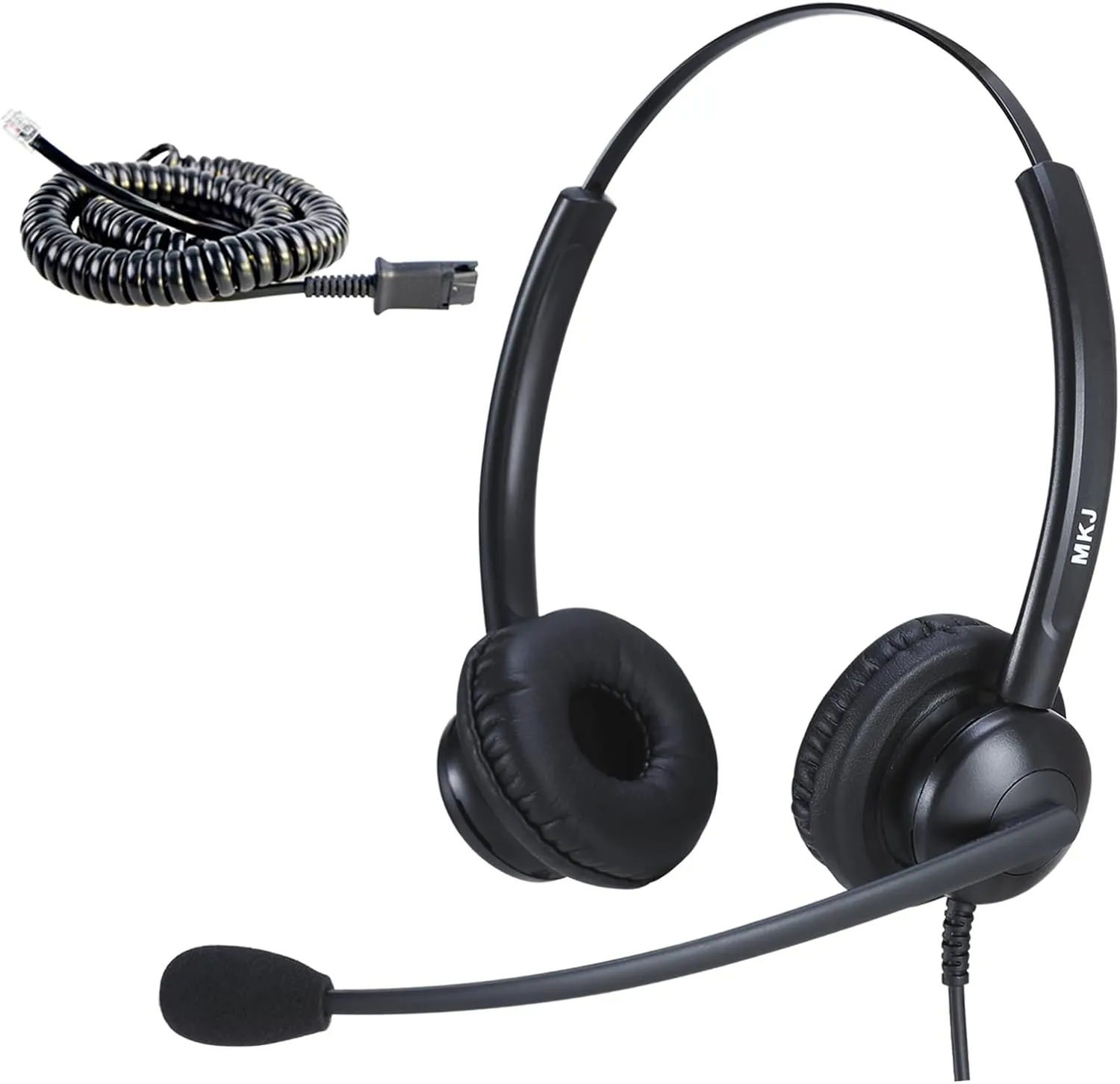 MKJ Office Phone Headset with Microphone Noise Cancelling, Telephone Headset with RJ9 Jack, Wired Headphone for Call Center Polycom VVX411 Gigaset Avaya 9508 Aastra 6753i AudioCodes Fanvil