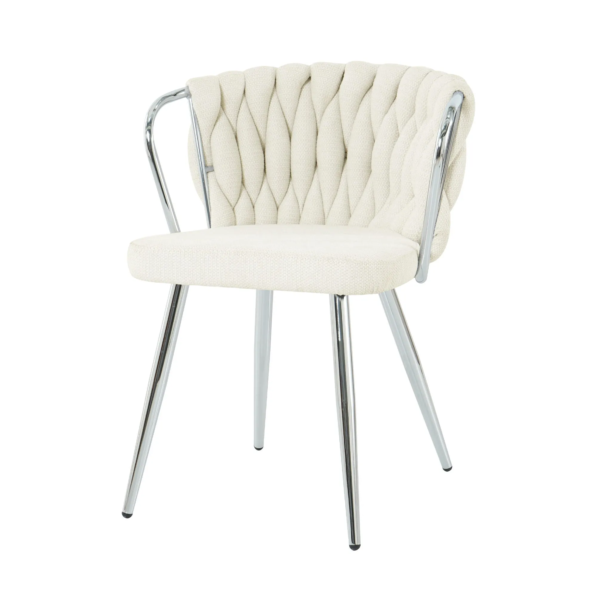 Modern Simple Linen Dining Chair With Plated Metal Legs (Set of 2)