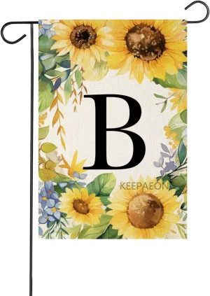 Monoram Letter B arden Fla Summer Sunflower 12x18 In Vertical Double Sided Sprin Floral Outside Decorations Small Linen Family Last Name Initial Yard Fla (2109)