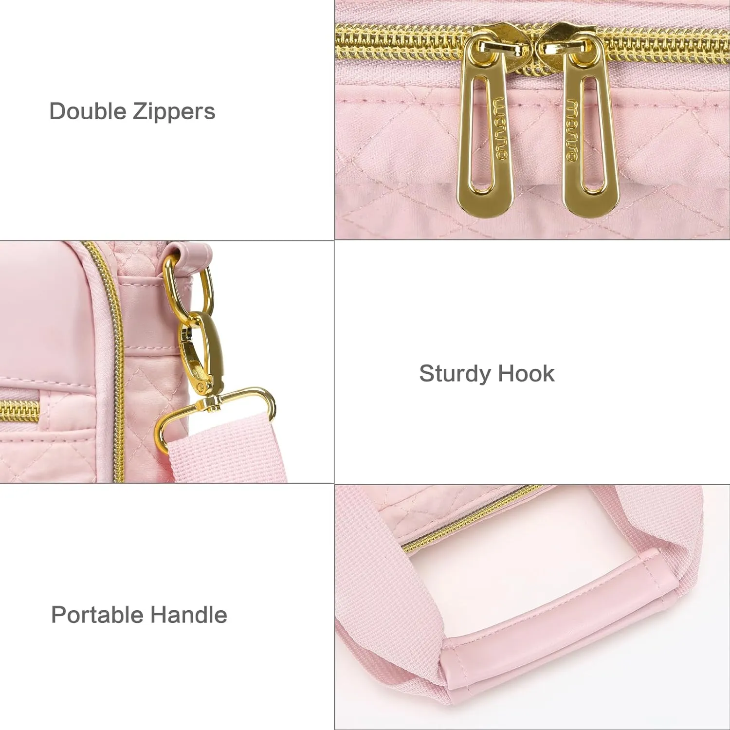 MOSISO 13-13.3 inch Laptop Bag, Briefcase for Women&Men, 14 inch Square Quilted Computer Messenger Bag Office Travel Business with 3 Pockets&Strap, Pink