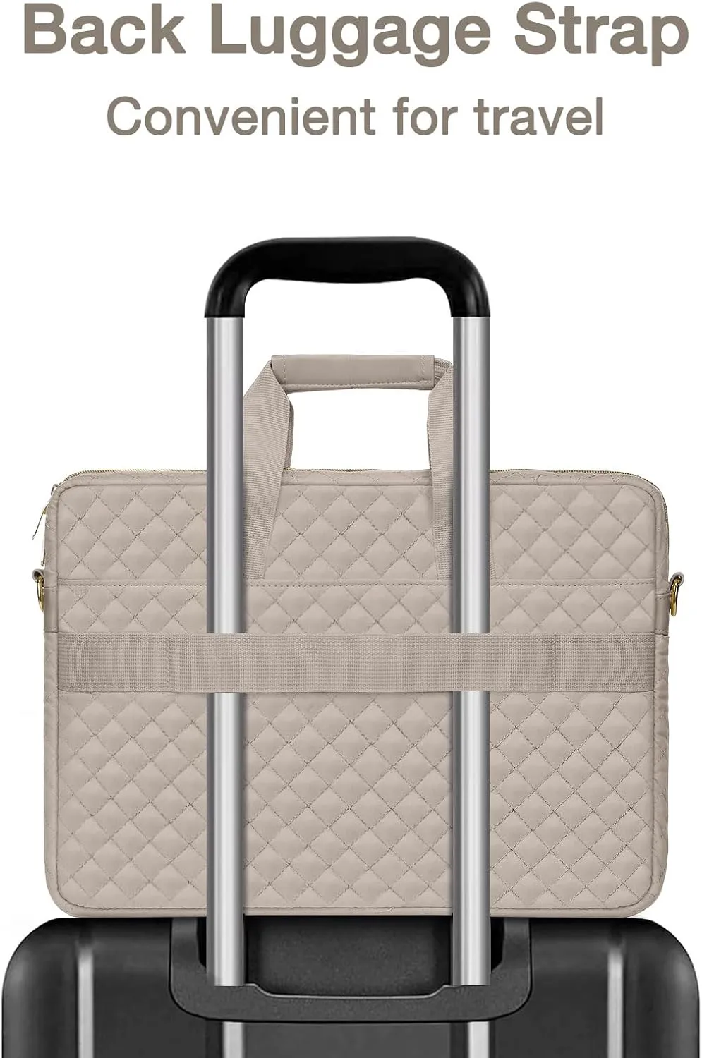 MOSISO 13-13.3 inch Laptop Bag, Briefcase for Women&Men, 14 inch Square Quilted Computer Messenger Bag Office Travel Business with 3 Pockets&Strap, Taupe Brown