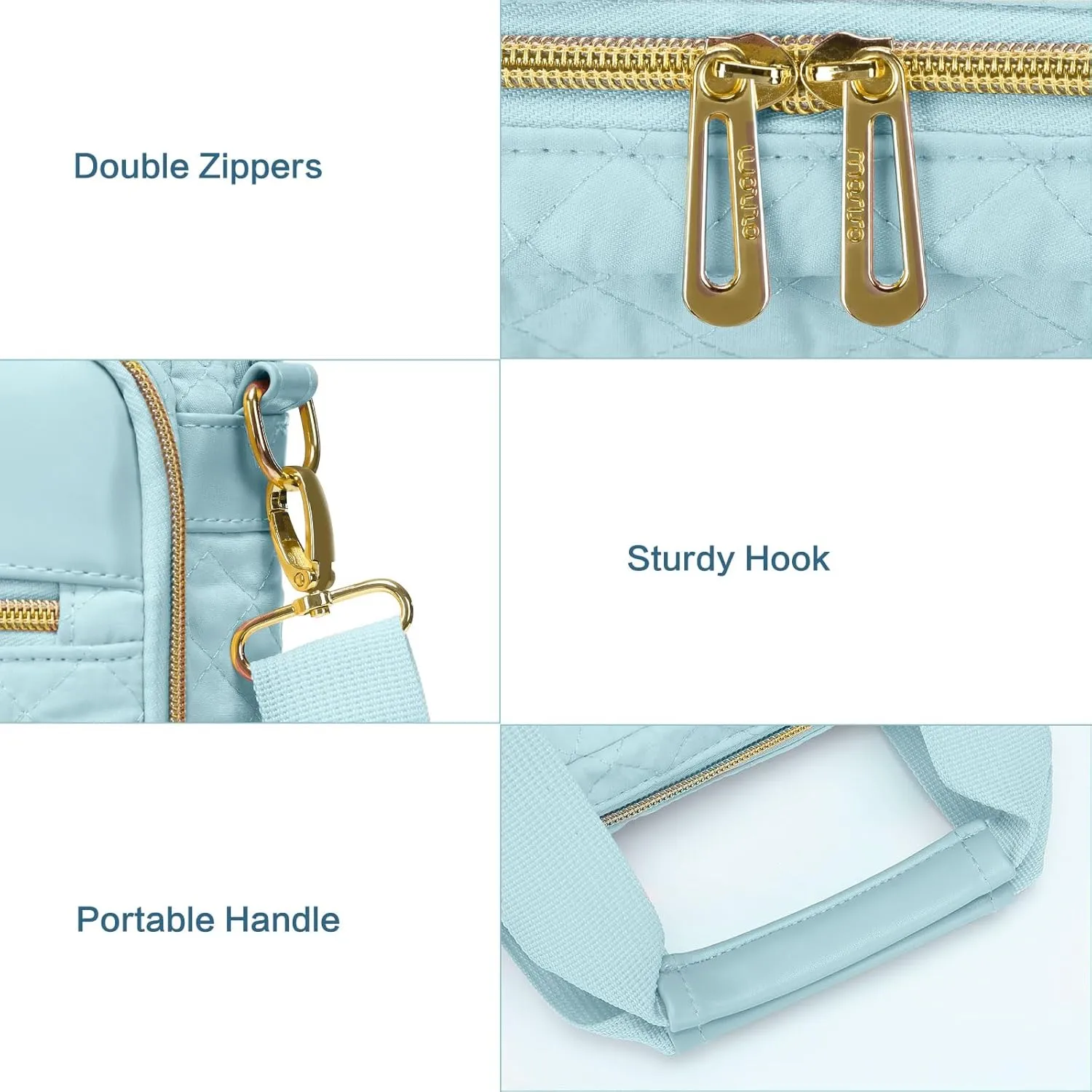 MOSISO 15-15.6 inch Laptop Bag, Briefcase for Women&Men, 16 inch Square Quilted Computer Messenger Bag Office Travel Business with 3 Pockets&Strap, Ice Blue