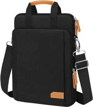 MOSISO 360 Protective Laptop Bag, 15.6 inch Vertical Computer Bag Compatible with MacBook Pro 16 inch, HP, Dell, Lenovo, Asus Notebook with Shoulder Strap & Front Raised & Vertical Pockets, Black