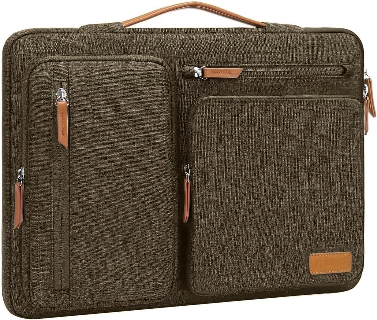 MOSISO 360 Protective Laptop Case 16 inch, 15-15.6 inch Laptop Sleeve Compatible with MacBook Pro 16, HP, Acer, Dell, Lenovo, ASUS, Side Open Carrying Case with 4 Zipper Pockets&Handle,Carob Brown