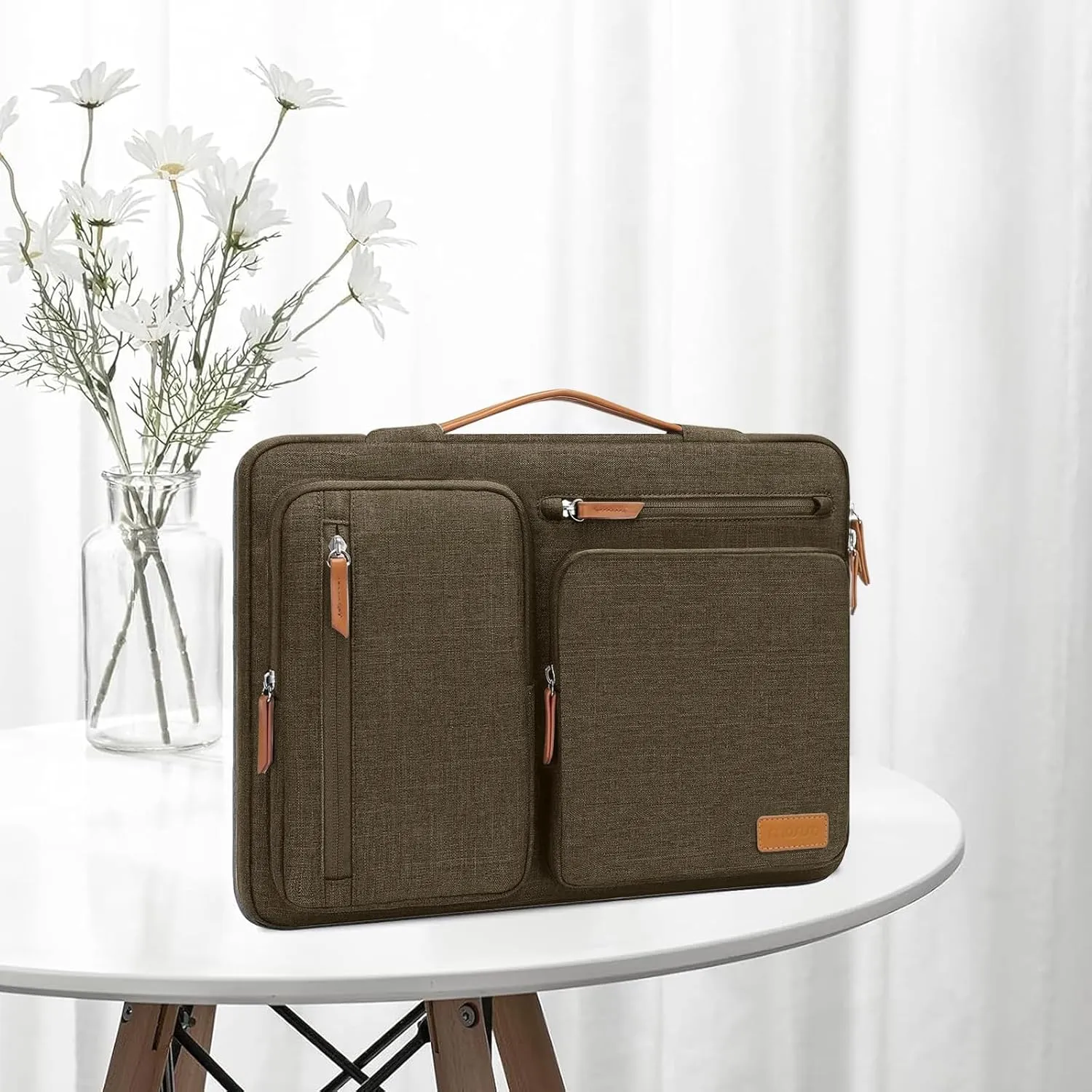 MOSISO 360 Protective Laptop Case 16 inch, 15-15.6 inch Laptop Sleeve Compatible with MacBook Pro 16, HP, Acer, Dell, Lenovo, ASUS, Side Open Carrying Case with 4 Zipper Pockets&Handle,Carob Brown