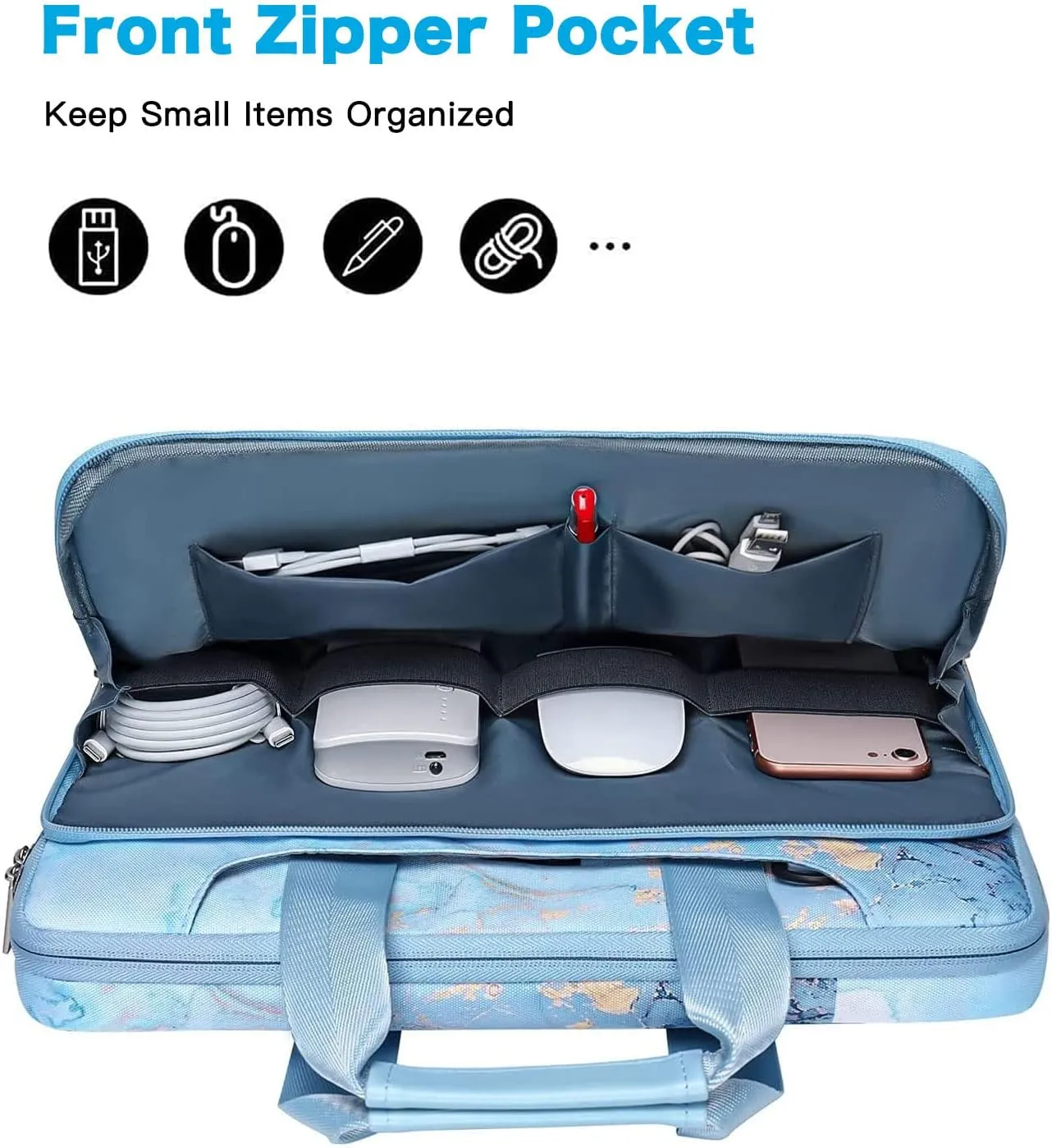 MOSISO 360 Protective Laptop Shoulder Bag Compatible with 17-17.3 inch Dell HP Acer Samsung Sony Chromebook Computer, Watercolor Marble Sleeve with Belt, Turquoise