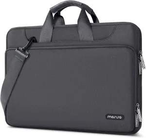 MOSISO 360 Protective Laptop Shoulder Bag Compatible with MacBook Air 15 M4 A3241 M3 A3114 M2 A2941/Pro 16 inch M4 M3 M2 M1, 15-15.6 inch Notebook,Matching Color Sleeve with Belt, Slate Gray