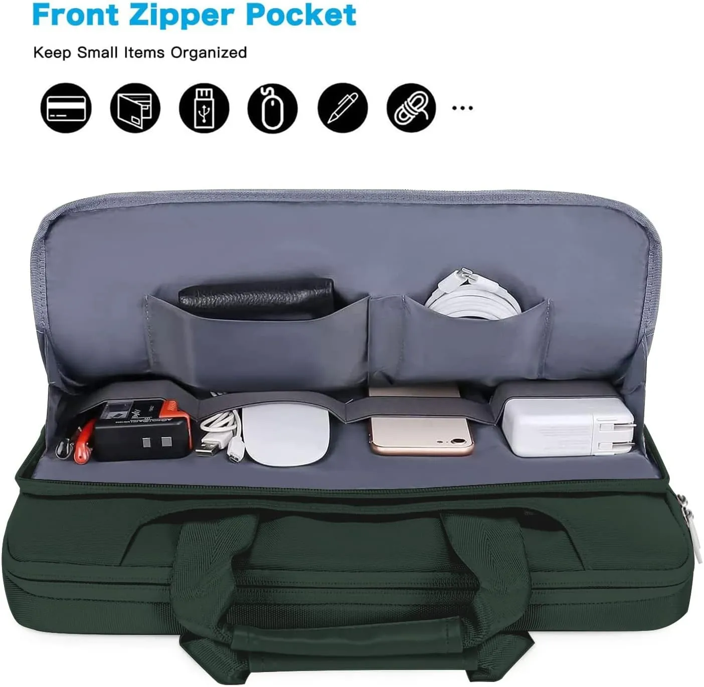 MOSISO 360 Protective Laptop Shoulder Bag Compatible with MacBook Air/Pro, 13-13.3 inch Notebook, Compatible with MacBook Pro 14 inch M4 M3 M2 M1,Matching Color Sleeve with Belt, Emerald Green