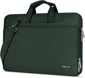 MOSISO 360 Protective Laptop Shoulder Bag Compatible with MacBook Air/Pro, 13-13.3 inch Notebook, Compatible with MacBook Pro 14 inch M4 M3 M2 M1,Matching Color Sleeve with Belt, Emerald Green